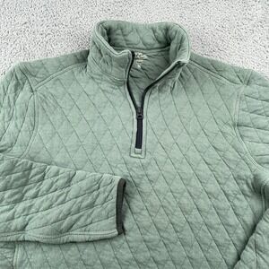 J Crew Sweater Mens Medium Green Quilted 1/2 Zip Knit Pullover Preppy Casual